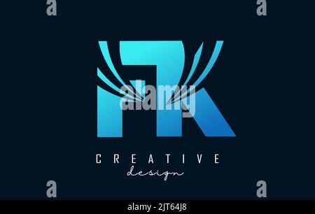 Creative blue letter Fk f k logo with leading lines and road concept design. Letters with geometric design. Vector Illustration with letter and creati Stock Vector