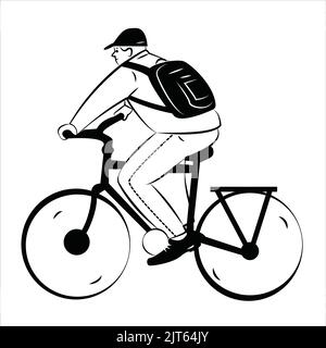 Man on bicycle illustration - vector clipart Stock Vector