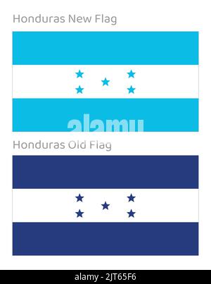 Honduras National Flag - Vector Flag of Honduras - Old and new flags of Honduras Stock Vector