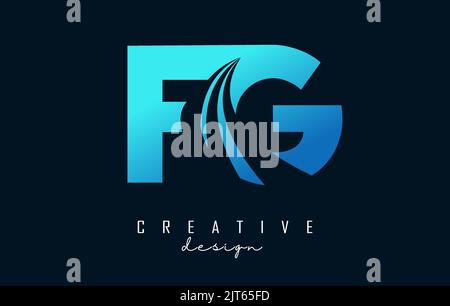 Creative blue letter FG f g logo with leading lines and road concept design. Letters with geometric design. Vector Illustration with letter and creati Stock Vector