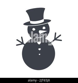 Snow man vector icon - snowman flat icon Stock Vector