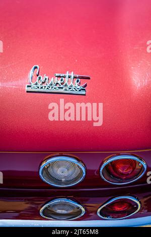 Statesboro, GA - May 17, 2014: Taillight Detail on a 1966 Chevrolet Corvette Sting Ray convertible. Stock Photo