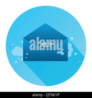 Email vector icon - vector email blue color symbol - modern signs and symbol - Thank you for subscribe - Thank you screen, Website icons Stock Vector