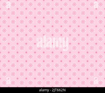 Beautiful Pink Stars Flowers and Circles Vector Pattern - Pink Princes Pattern Stock Vector