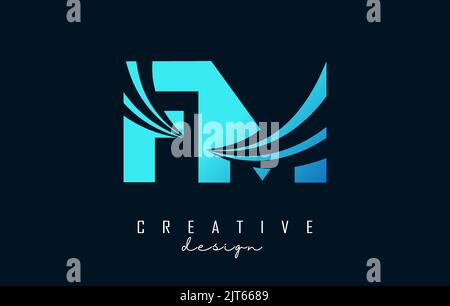 Letter FM blue logo sign. Vector logo design for business Stock Vector ...