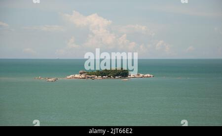 Small Island in sea (Malakka Straits) around Penang Island, Malaysia, Asia Stock Photo