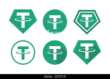 Tether Icon set in different style isolated on white background. Vector illustration with JPG preview Stock Vector