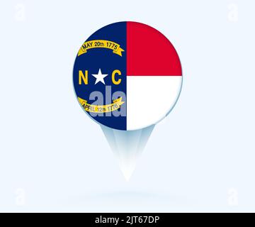 North Carolina Flag Map Pointer Design with Shadow. Vector illustrator ...