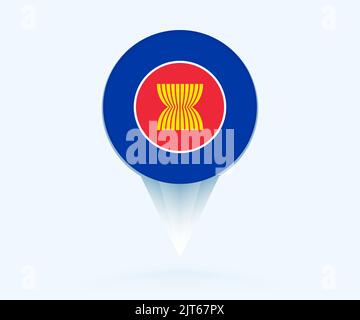 ASEAN flag location map pin icon on white background. Vector ...