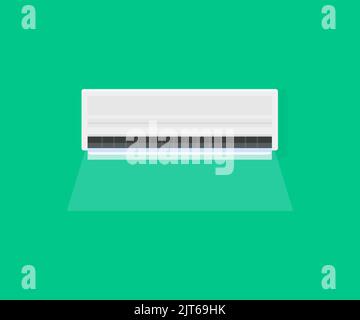 Air conditioner, split system for climate control with cold wind flows logo design. Air Conditioning System. The concept of heat, cool air, cooling. Stock Vector