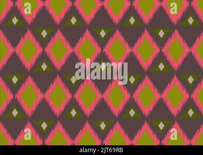 Geometric ethnic seamless Ikat Pattern. Ethnic geometric background for textile design, wallpaper, surface textures, pattern fills, wrapping paper. Stock Vector