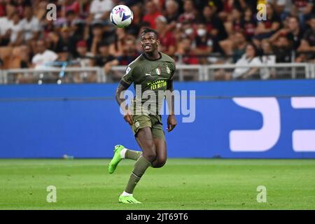 Rafael Leao in action  during  AC Milan vs Bologna FC, italian soccer Serie A match in Milan, Italy, August 27 2022 Stock Photo
