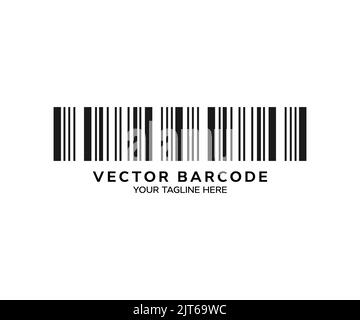 Barcode symbol. Bar code icon template logo design. Product inventory badge, codes stripe sticker and package bars. Supermarket scanning barcode sign. Stock Vector