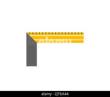 Construction carpenter ruler, hand tools logo design. Construction industry, housework. Professional tools for crafting. DIY maker and carpentry work. Stock Vector