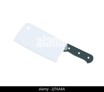 Meat cleaver, design elements for menu, poster, emblem, sign. Cleaver chef and butcher tools logo design.  Butcher professional sharp handle knives. Stock Vector