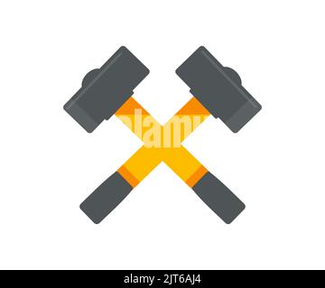 Crossed hammers joiner's tools, hand tools, simple shape, for graphic design logo design. Emblem, symbol, sign, badge, label, stamp, isolated on white Stock Vector