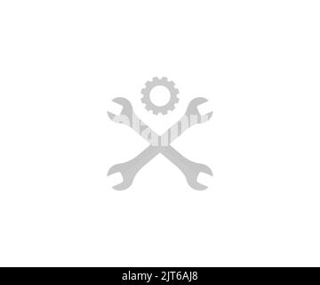 Crossed wrenches, spanner logo design element. Key tool, Workshop, mechanic, repair service vector design and illustration. Stock Vector