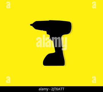 Electric screwdriver, working tool logo design. Construction, car service. Engineer tool, Tech support. Spanner equipment, screwdriver vector design. Stock Vector