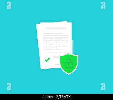 Insurance policy, risk coverage document sign, security documentation access logo design. Quality design element. Editable stroke. Linear style. Stock Vector