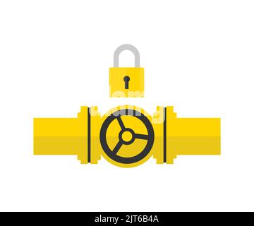 Embargo concept. Gas pipe between countries logo design. Sanctions for fuel and energy resources vector design and illustration Stock Vector