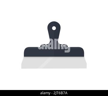 A facade trowel plastering concrete, industry details and construction equipment logo design. Application of decorative plaster on wall using. Stock Vector