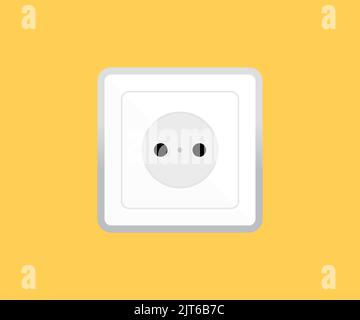 Electric socket on, Power electrical socket realistic logo design. Power electricity, outlet european  vector design and illustration. Stock Vector