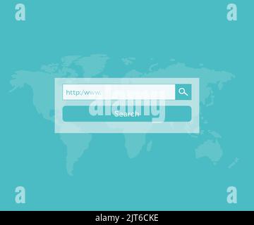 Search bar, search boxes world, global logo design. Web UI elements for browsers, sites with text field and search button vector design. Stock Vector