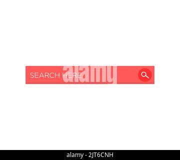Red Search bar frame with magnifier logo design. Web page internet browser vector design and illustration. Stock Vector
