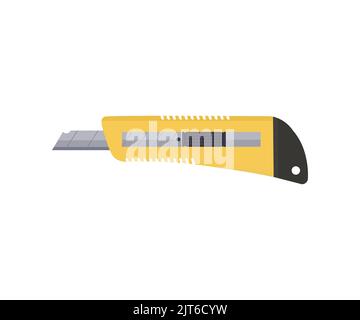 The yellow stationery knife  logo design. Cutter, Construction Tool vector design and illustration. Stock Vector