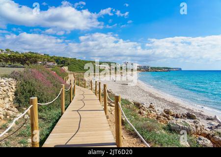 Landscape with San Adeodato beach, Menorca island, Spain Stock Photo