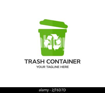 Trash container bin, Garbage can recycle basket box for trash waste logo design. Waste bin  vector design and illustration. Stock Vector