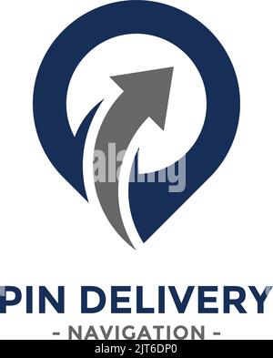 pin delivery location logo design, package sign vector symbol icon design, shop order delivery location pin, tracking box, receive the postal parcel, pick Stock Vector