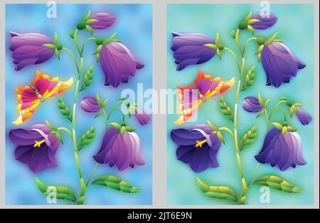 herbal and wildflowers on blue wooden table background Stock Vector