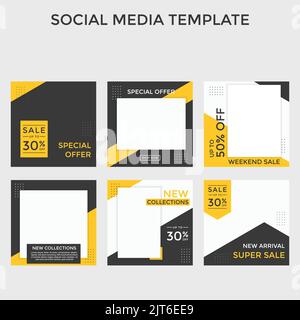 social media template banner blog fashion sale promotion. fully editable Instagram and Facebook square post frame puzzle organic sale poster. fresh ye Stock Vector