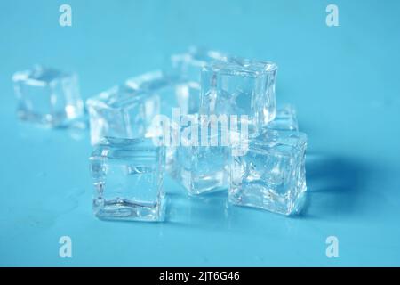 close up of many ice cubes on white background  Stock Photo