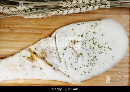 naan bread on a wooden board  Stock Photo