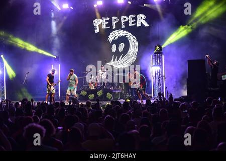 August 25, 2022, Portsmouth, Virginia, USA: PEPPER  brings  some island reggae  to t he Atlantic Union Bank Pavilion in Portsmouth, Virginia on 25 August 2022.. photo.Â© Jeff Moore (Credit Image: © Jeff Moore/ZUMA Press Wire) Stock Photo