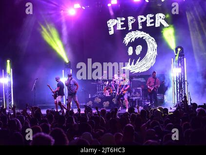 August 25, 2022, Portsmouth, Virginia, USA: PEPPER  brings  some island reggae  to t he Atlantic Union Bank Pavilion in Portsmouth, Virginia on 25 August 2022.. photo.Â© Jeff Moore (Credit Image: © Jeff Moore/ZUMA Press Wire) Stock Photo