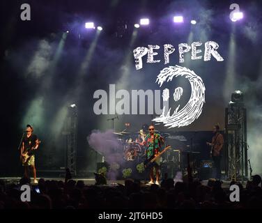 August 25, 2022, Portsmouth, Virginia, USA: PEPPER  brings  some island reggae  to t he Atlantic Union Bank Pavilion in Portsmouth, Virginia on 25 August 2022.. photo.Â© Jeff Moore (Credit Image: © Jeff Moore/ZUMA Press Wire) Stock Photo