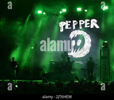 August 25, 2022, Portsmouth, Virginia, USA: PEPPER  brings  some island reggae  to t he Atlantic Union Bank Pavilion in Portsmouth, Virginia on 25 August 2022.. photo.Â© Jeff Moore (Credit Image: © Jeff Moore/ZUMA Press Wire) Stock Photo