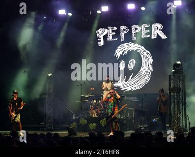 August 25, 2022, Portsmouth, Virginia, USA: PEPPER  brings  some island reggae  to t he Atlantic Union Bank Pavilion in Portsmouth, Virginia on 25 August 2022.. photo.Â© Jeff Moore (Credit Image: © Jeff Moore/ZUMA Press Wire) Stock Photo