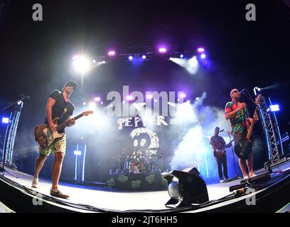 August 25, 2022, Portsmouth, Virginia, USA: PEPPER  brings  some island reggae  to t he Atlantic Union Bank Pavilion in Portsmouth, Virginia on 25 August 2022.. photo.Â© Jeff Moore (Credit Image: © Jeff Moore/ZUMA Press Wire) Stock Photo