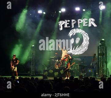 August 25, 2022, Portsmouth, Virginia, USA: PEPPER  brings  some island reggae  to t he Atlantic Union Bank Pavilion in Portsmouth, Virginia on 25 August 2022.. photo.Â© Jeff Moore (Credit Image: © Jeff Moore/ZUMA Press Wire) Stock Photo