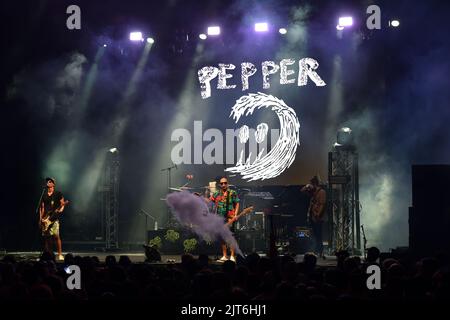 August 25, 2022, Portsmouth, Virginia, USA: PEPPER  brings  some island reggae  to t he Atlantic Union Bank Pavilion in Portsmouth, Virginia on 25 August 2022.. photo.Â© Jeff Moore (Credit Image: © Jeff Moore/ZUMA Press Wire) Stock Photo