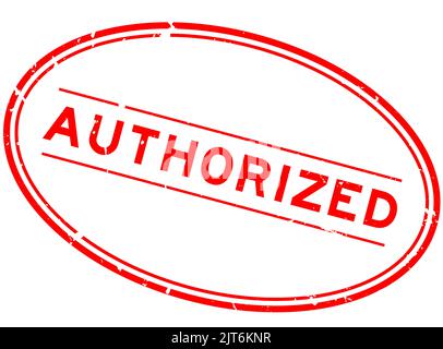 Grunge red authorized word oval rubber seal stamp on white background Stock Vector