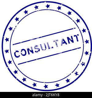 Grunge blue consultant word round rubber seal stamp on white background Stock Vector
