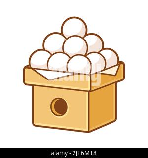 Tsukimi dango (rice cakes), traditional food for Japanese Mid-Autumn Festival. Cartoon vector clip art illustration. Stock Vector