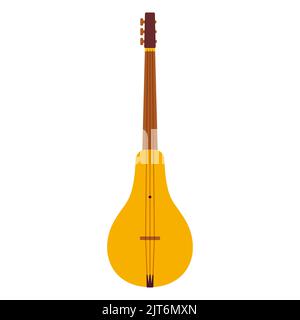 Komuz, traditional Kyrgyz string musical instrument. Flat cartoon vector clip art illustration. Stock Vector