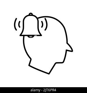 Head icon with bell. icon related to discussion, business. line icon style. Simple design editable Stock Vector