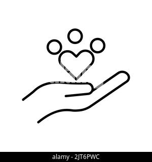 People icon with heart and hand. icon related to diversity, togetherness. line icon style. Simple design editable Stock Vector